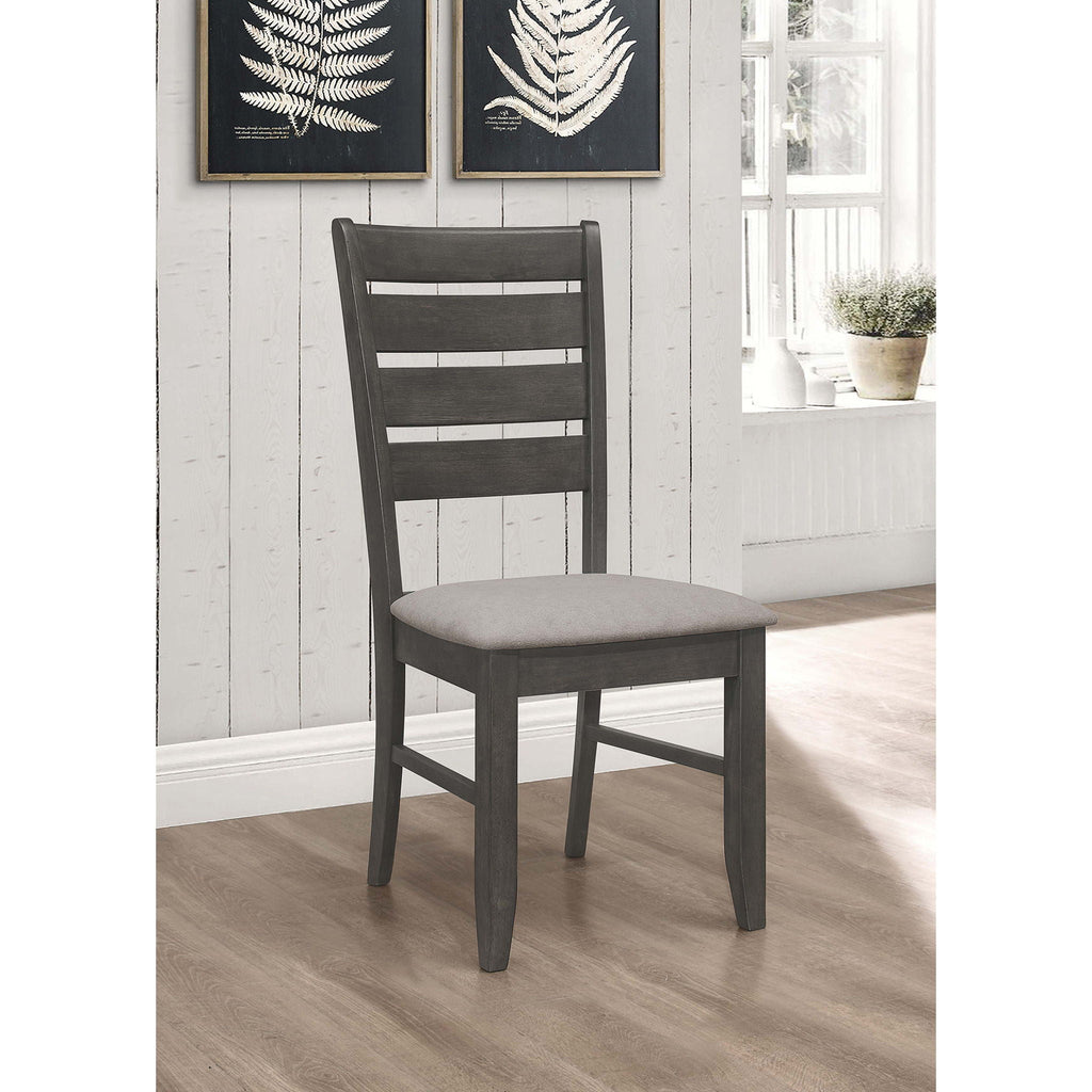 Padded Seat Dining Chairs with Tapered Slats - Set of 2, Dark Gray or Black
