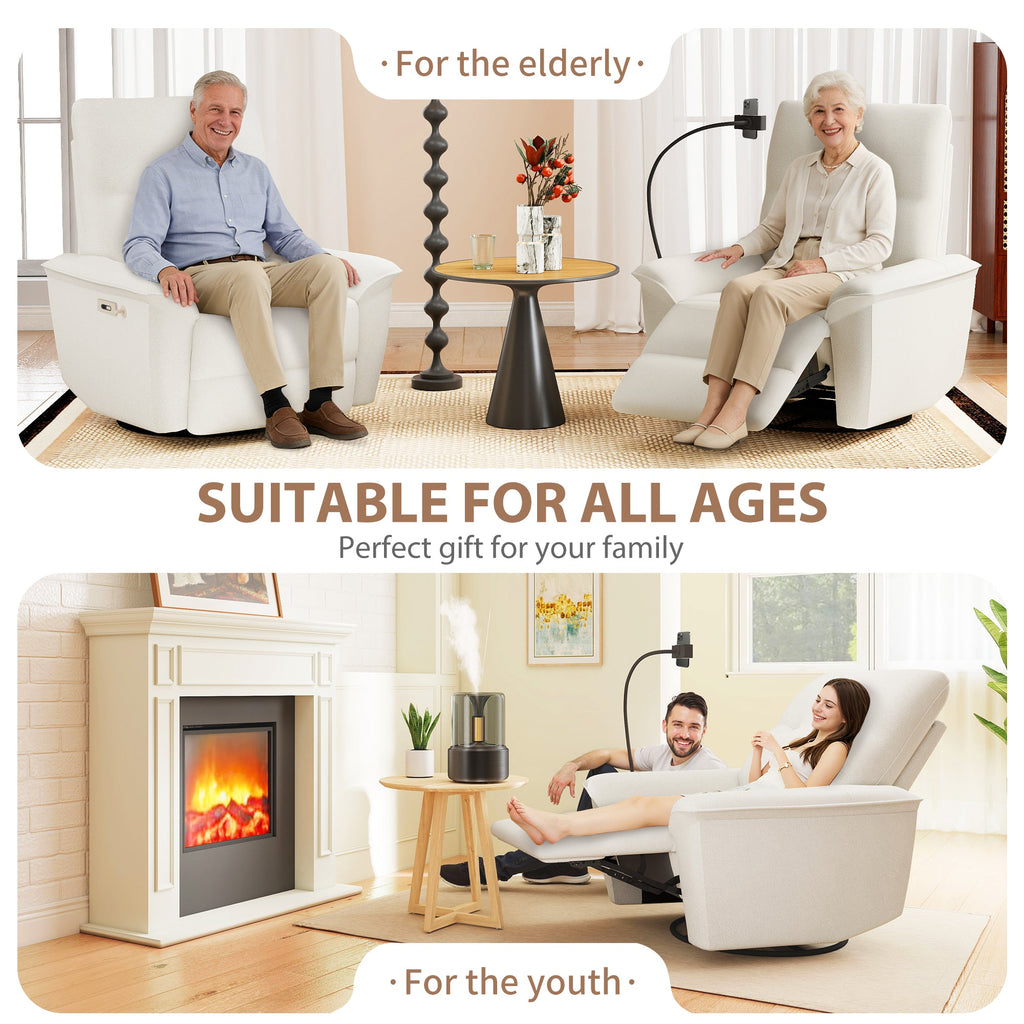 270° Power Swivel Rocker Recliner Chair with USB Ports - Snowflake