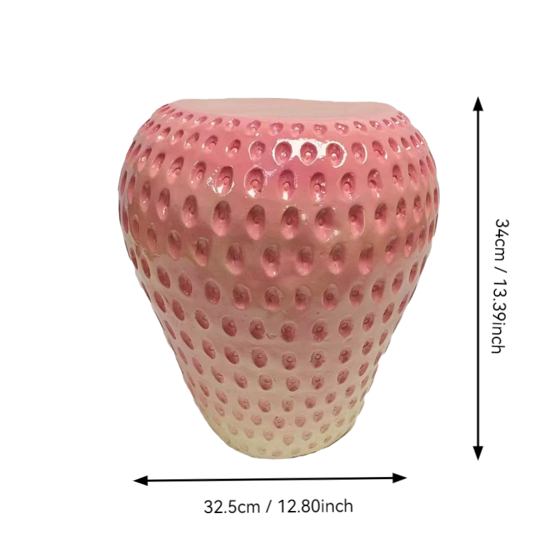 Strawberry Fruit Stool with Durable Resin Construction - Pink or Red