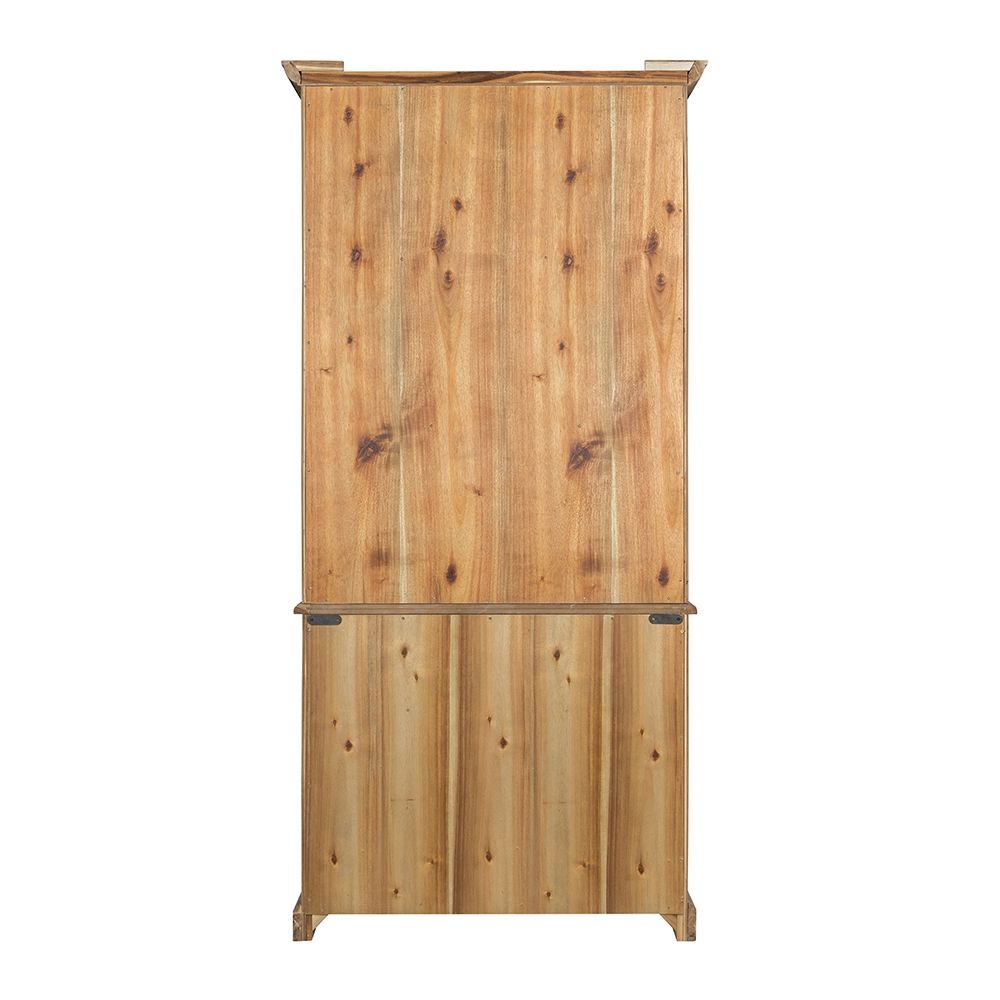 Solid Acacia Wood Accent Cabinet with Glass Doors - Light Blue or Light Brown