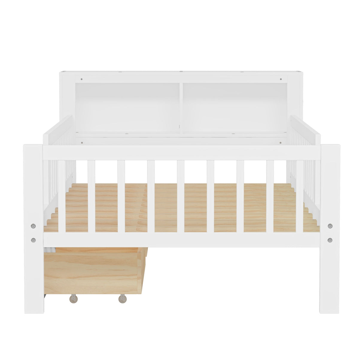 Twin Storage Bed with Headboard Rack & Under-Bed Drawers - Multiple Colors