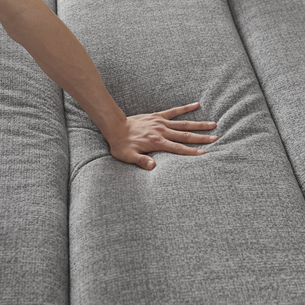 Oversized 3 Seater Compressed Sofa with Chenille Fabric - Neutral