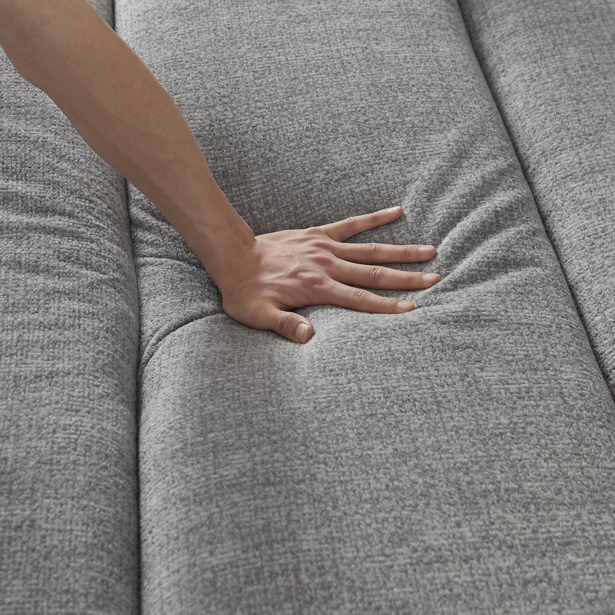 Oversized 3 Seater Compressed Sofa with Chenille Fabric - Neutral