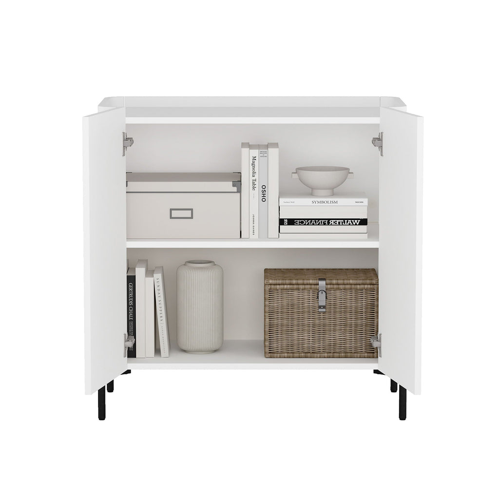 Abbey Accent Cabinet with Soft Close Doors and Rounded Edges - White or Light Brown