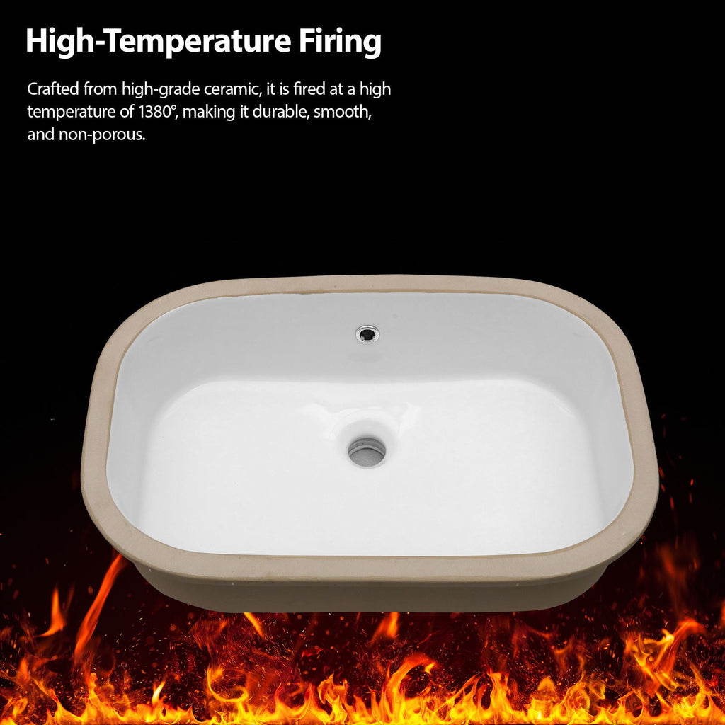 Undermount Bathroom Sink with Overflow - White Ceramic, 22" x 15.25"