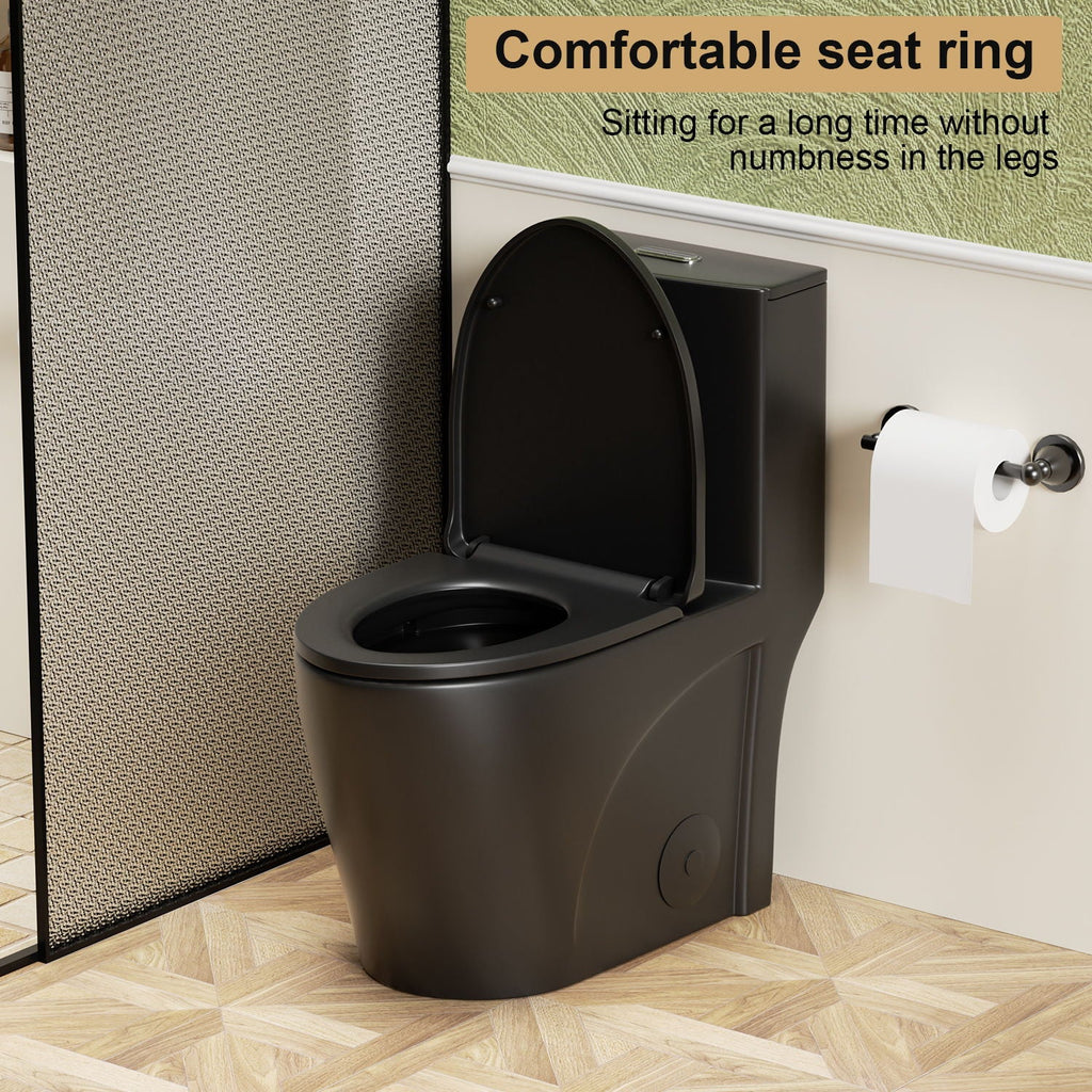 1 Piece Toilet with Tornado Flush and Dual Flush - ADA Height Chair - Gray, Pink, or Black
