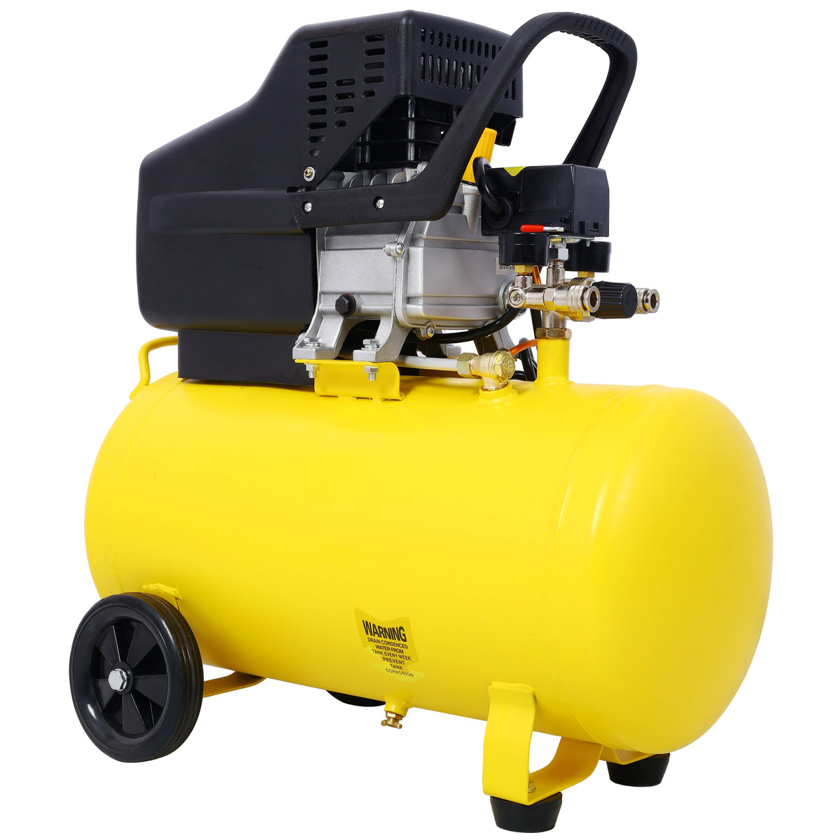 4.5HP Portable 13-Gallon Oil-Lubricated Air Compressor with Wheels – Yellow
