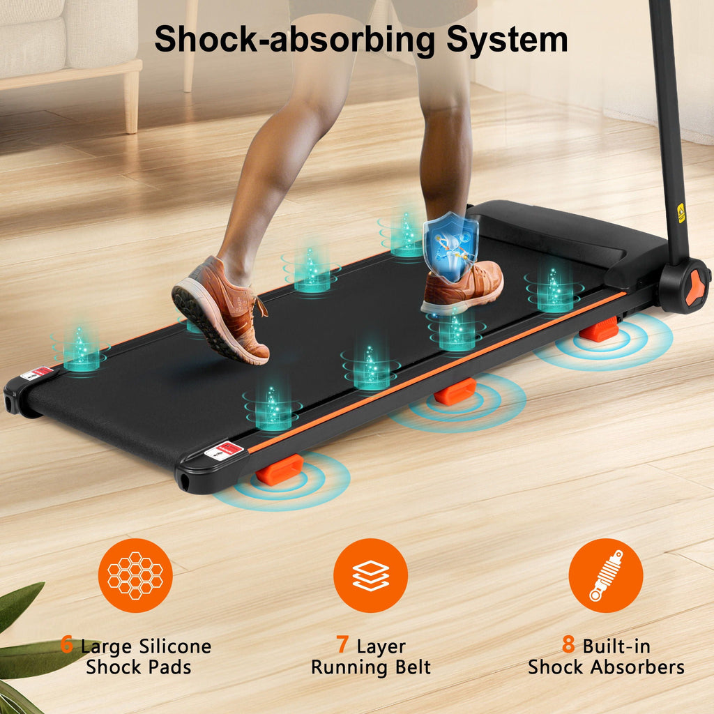 2.5Hp Quiet Folding Treadmill with Heart Rate Sensor - Black