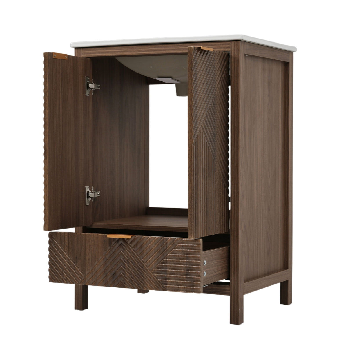 Modern Bathroom Vanity with Sink Combo – Compact Storage - Dark Brown or White