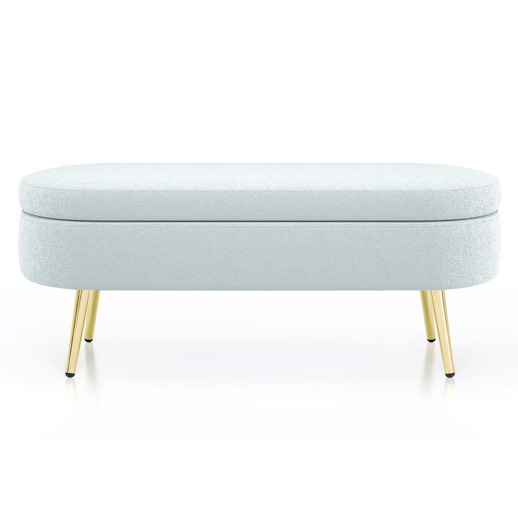 Ottoman Oval Storage Bench with Metal Legs - Flannel Cyan