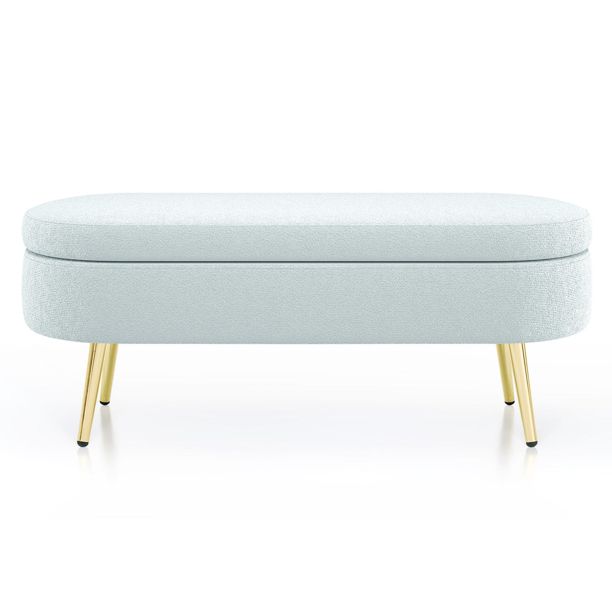 Ottoman Oval Storage Bench with Metal Legs - Flannel Cyan