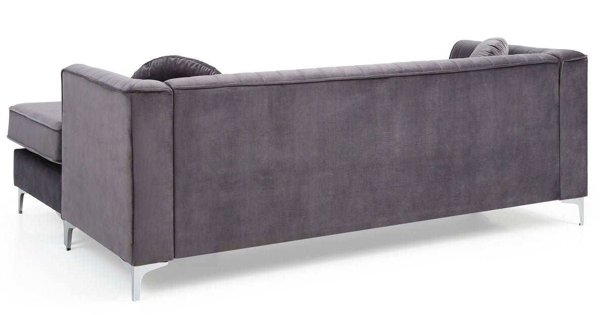 Micro Suede Sofa Chaise with Channel Quilting - Multiple Colors