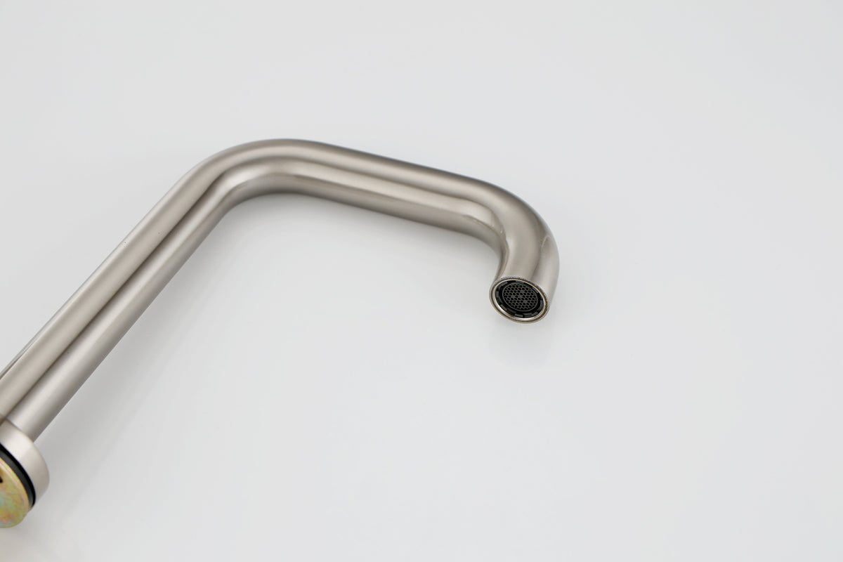 Brushed Nickel Bathroom Faucet with Two Handles & Pop Up Drain - Supply Lines Included