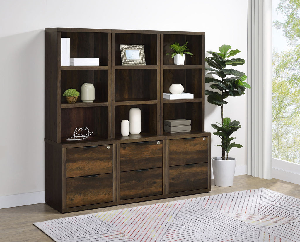 Westpark 3-piece Wall Unit Bookcase Set with USB Dark Pine