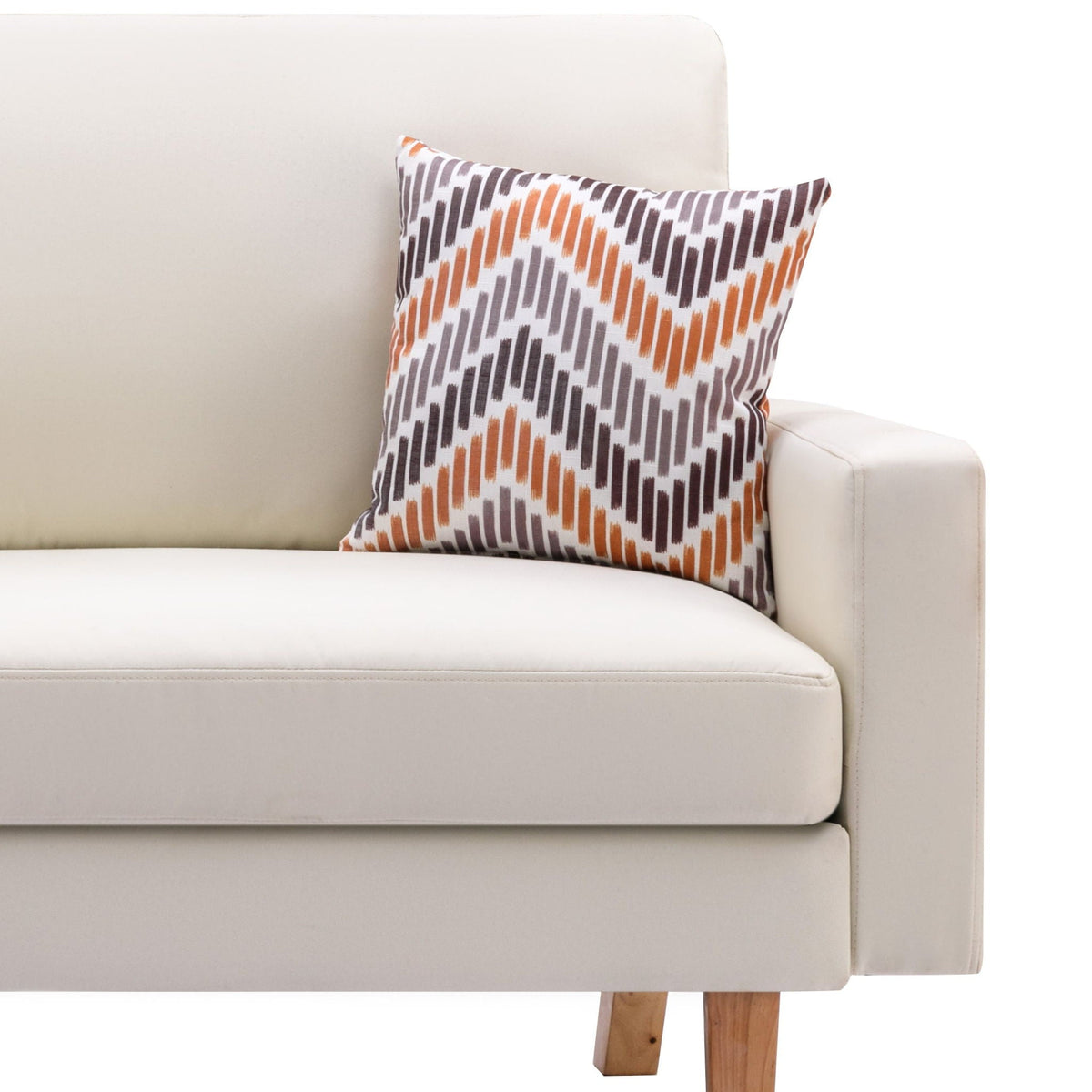 Minimalistic Stationary Sofa with 2 Throw Pillows - Select Color