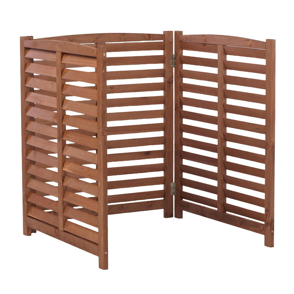 3 Panel Outdoor Wooden Air Conditioner Fence with Privacy Screen - Light Brown or Dark Gray