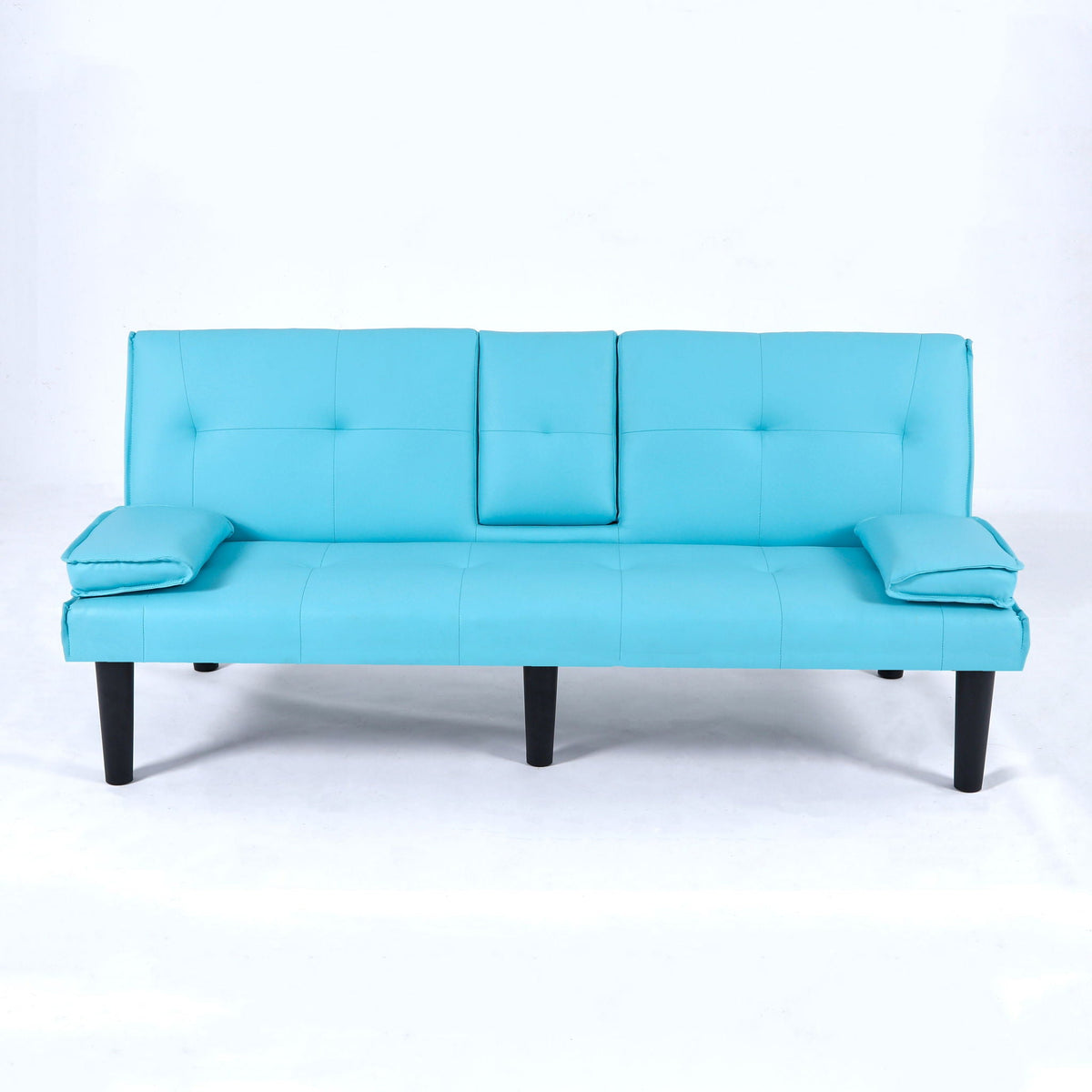 Foldable Sofa Bed with Cup Holder and Solid Wood Frame - Multiple Colors