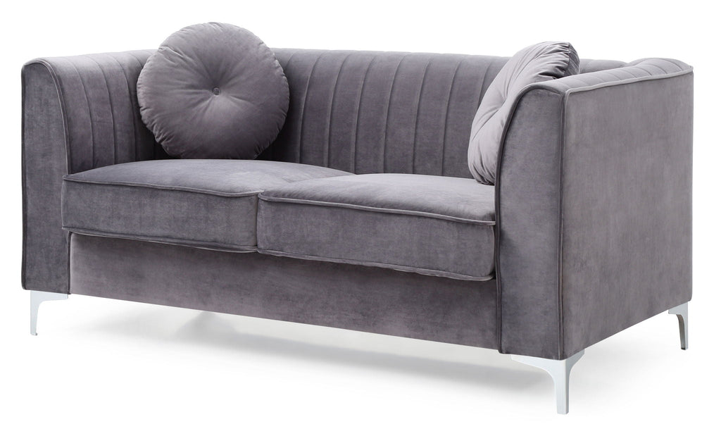 Glam Styled Micro Suede Loveseat with Channel Quilting - Multiple Colors