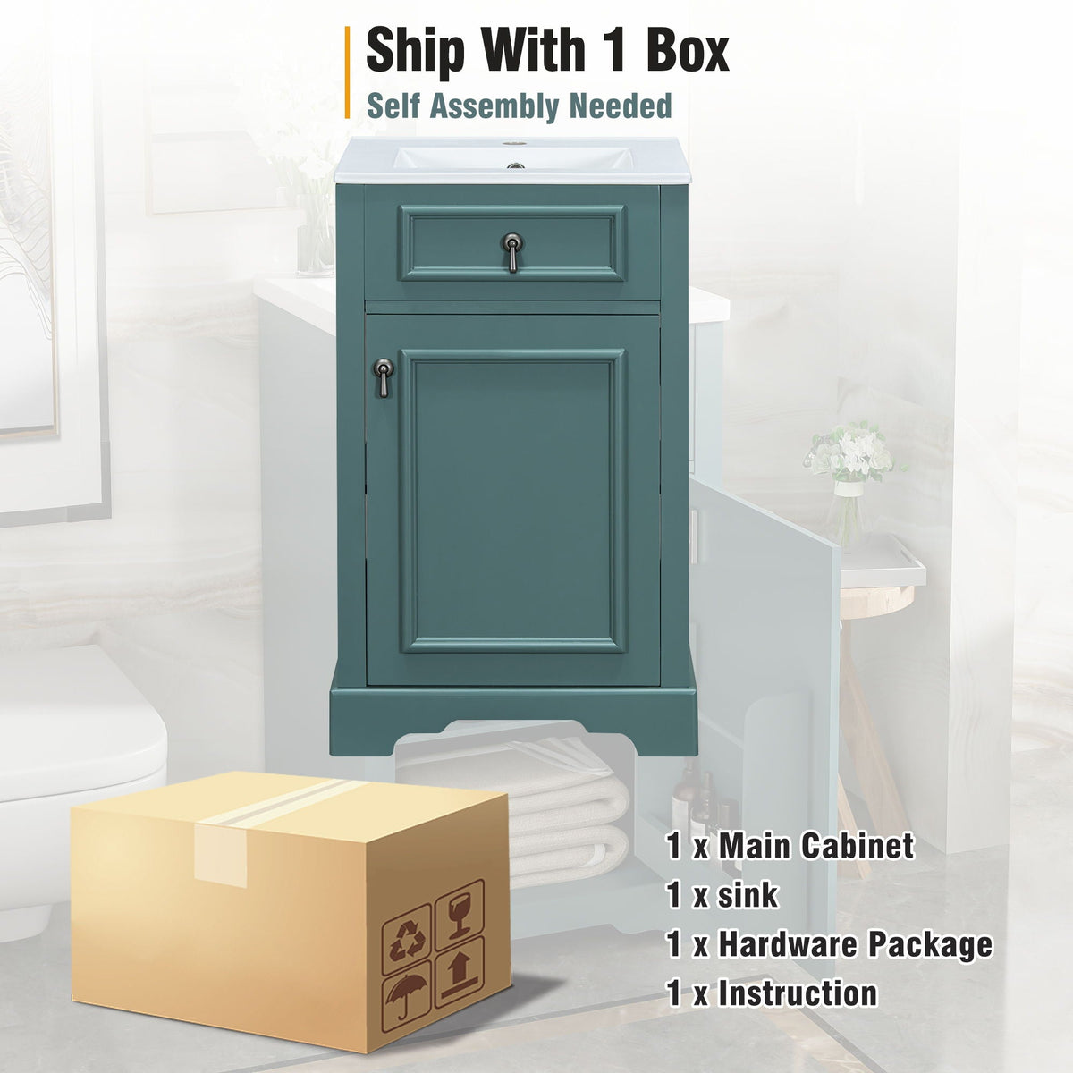Elegant Bathroom Vanity with Ceramic Sink and Soft-Close Door - Multiple Colors