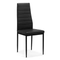 Black Dining Chair Set of 4 with PU Leather Upholstery