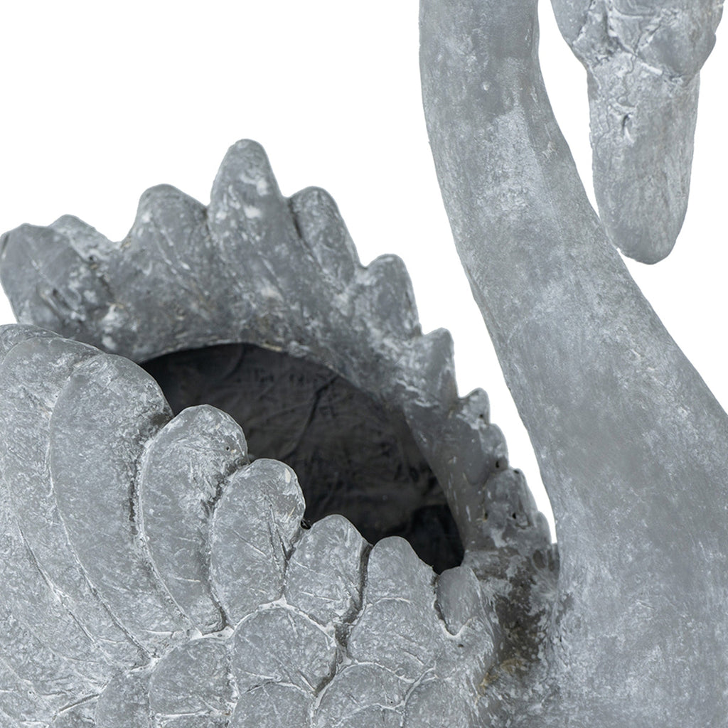 MGO Swan Planter with Decorative Sculpted Design - White
