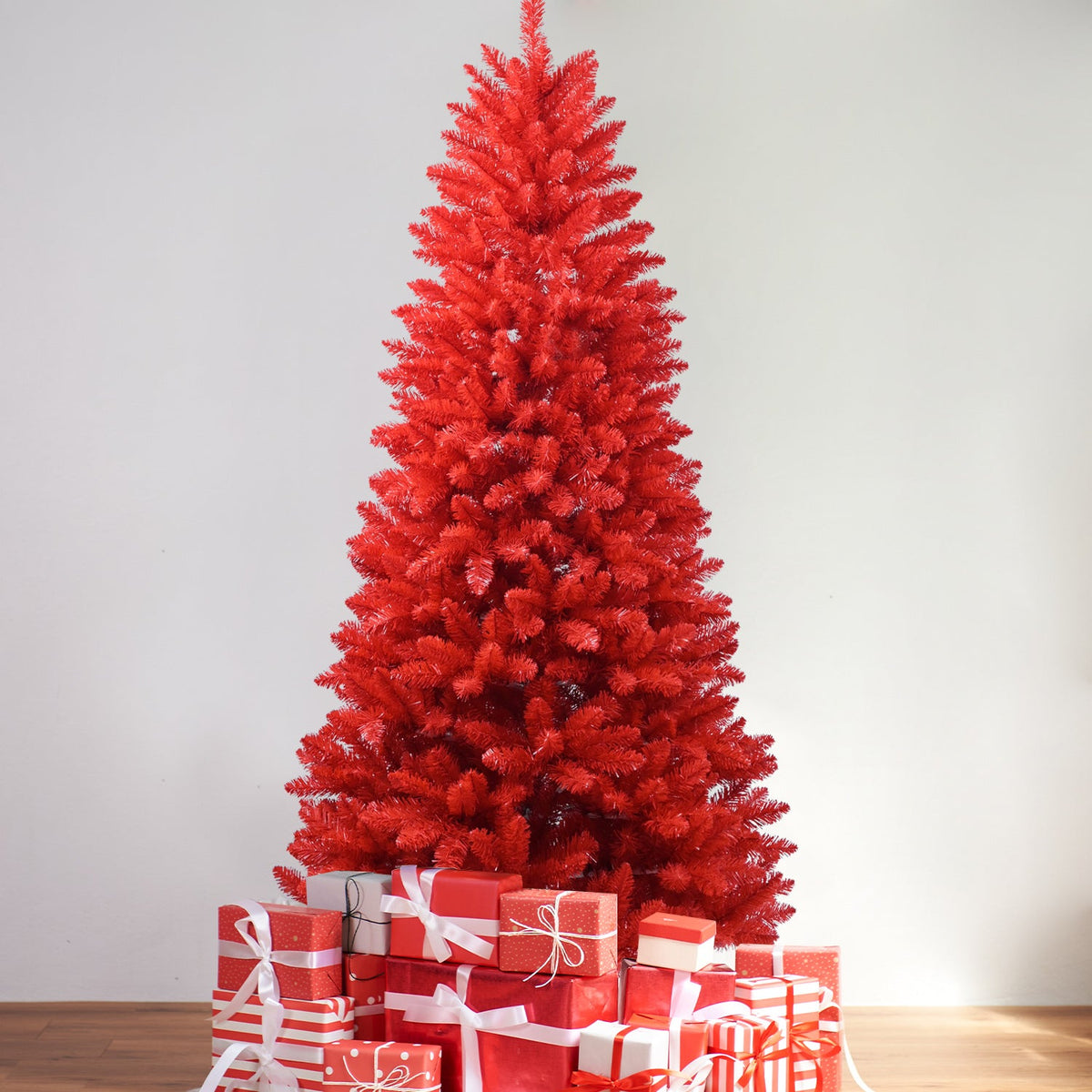 7FT Artificial Christmas Tree with Quick Assembly - Red