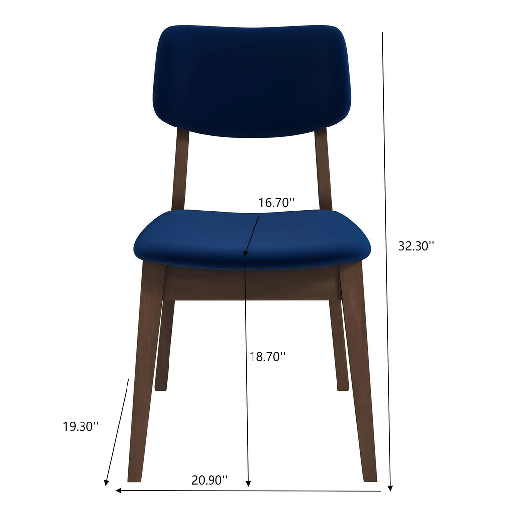Solid Back Side Chair Set with Mid-Century Modern Design - Multiple Colors