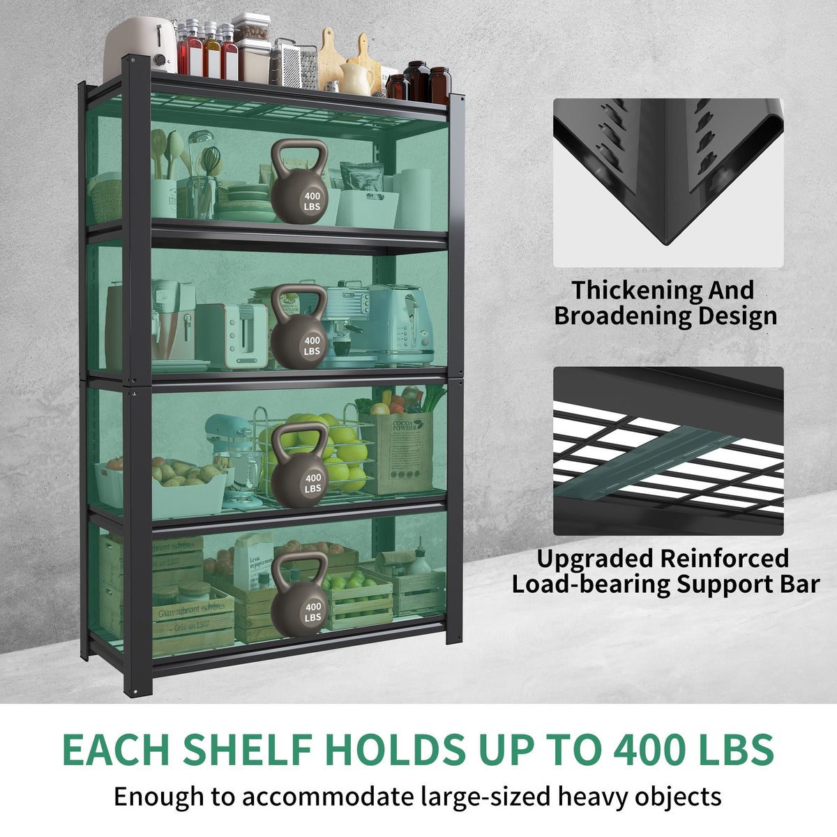 Heavy Duty 5 Tier Adjustable Metal Mesh Storage Rack with 2000 Lbs Capacity - Brushed Nickel