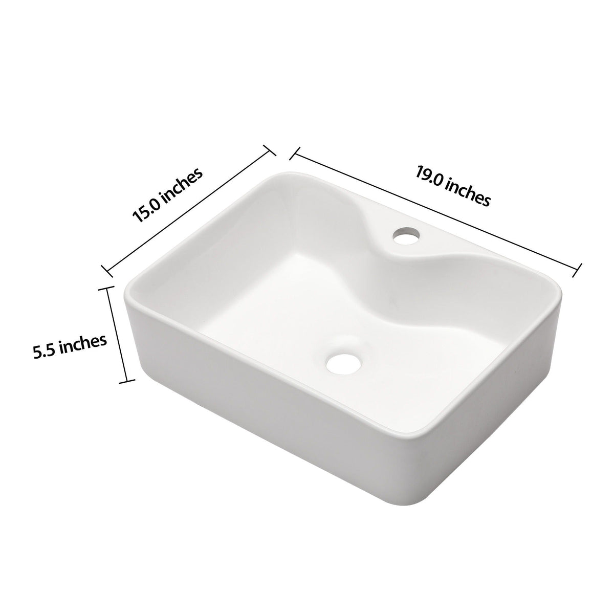 Modern Ceramic Rectangular Vessel Bathroom Sink with Sleek Design - White