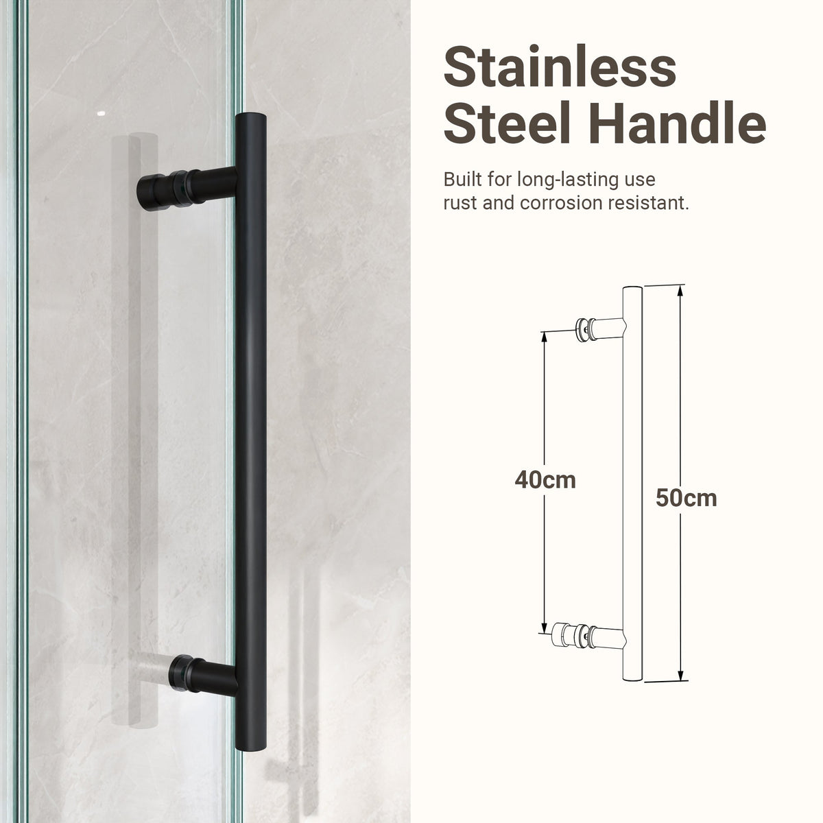 Frameless Single Sliding Shower Door with Matte Finish - Matte Black