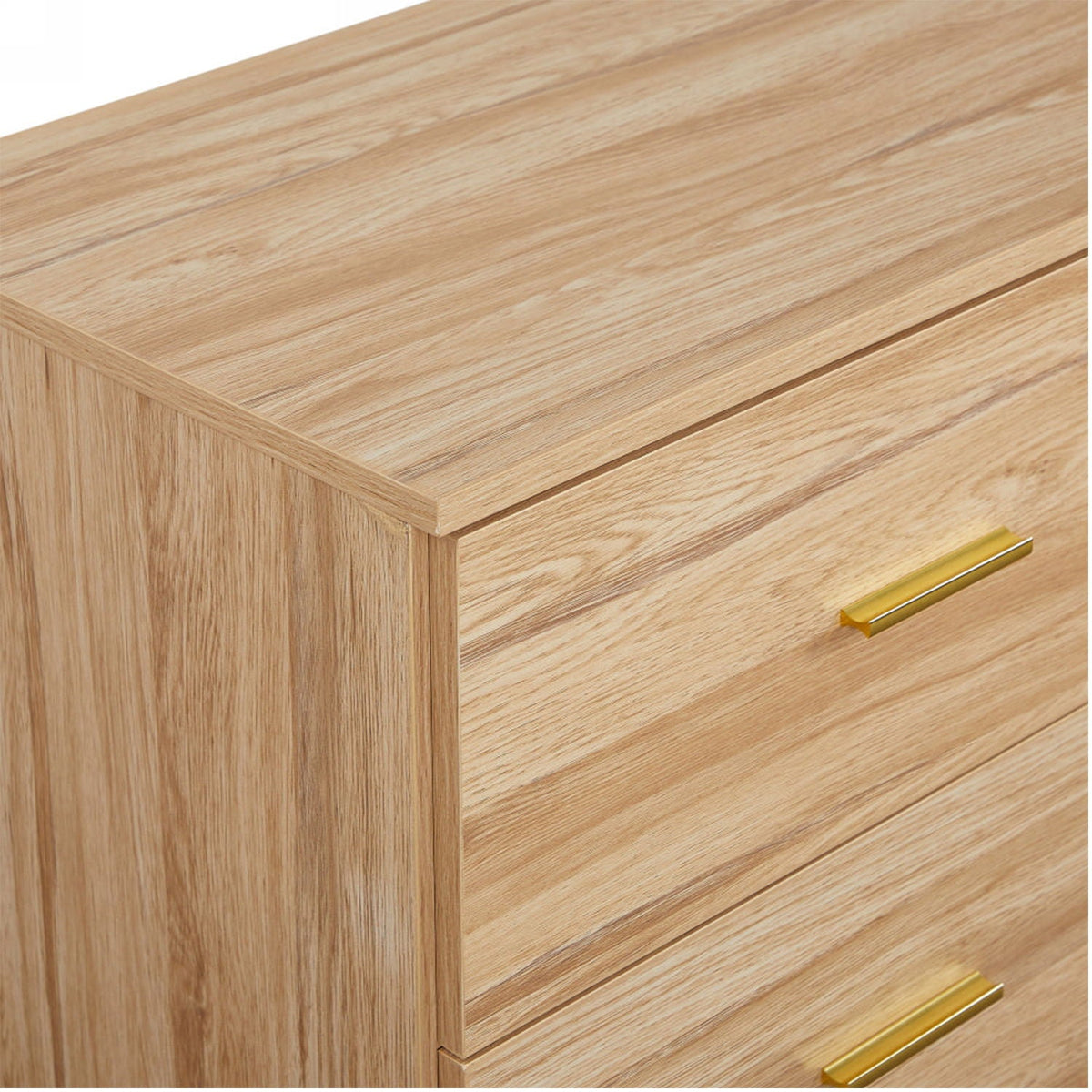 9 Drawer Dresser with Ample Storage - Light Brown, Black, White