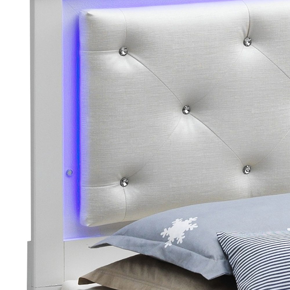 LED Upholstered Bed with Jewel Tufted Headboard - Multiple Colors