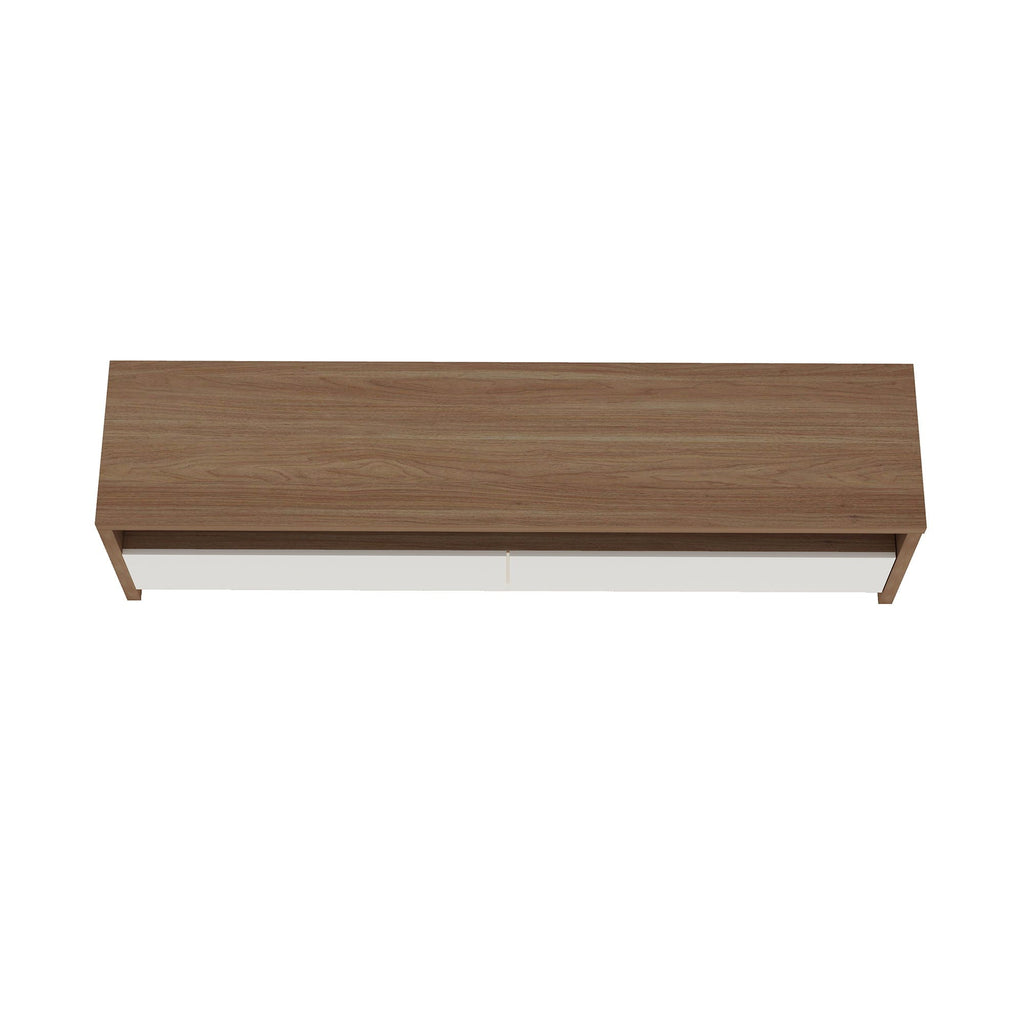 Modern 70" TV Stand with Full Extension Drawers - White or Light Brown