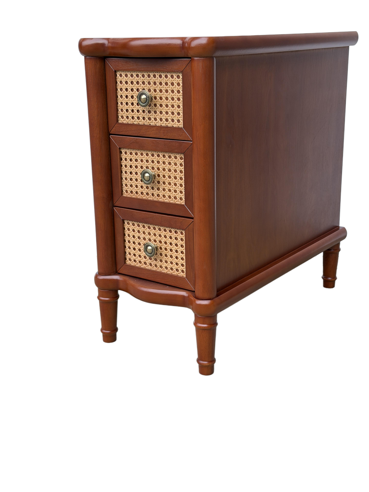 Rattan Narrow Side Table with 3 Drawers
