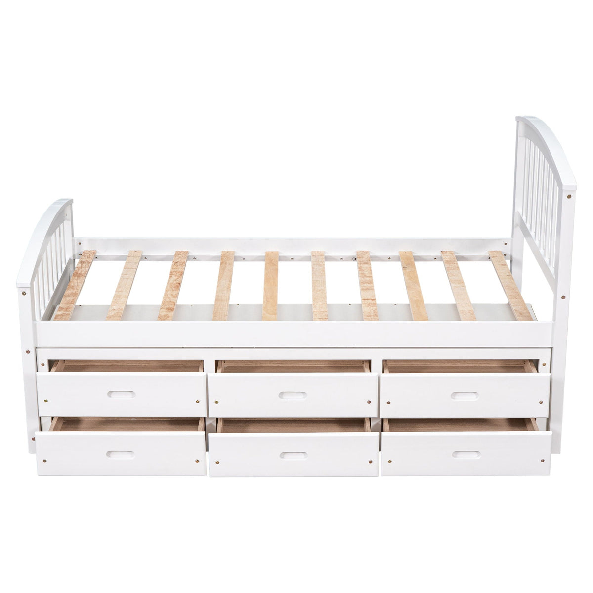 Solid Wood Twin Storage Bed with 6 Drawers - Multiple Colors