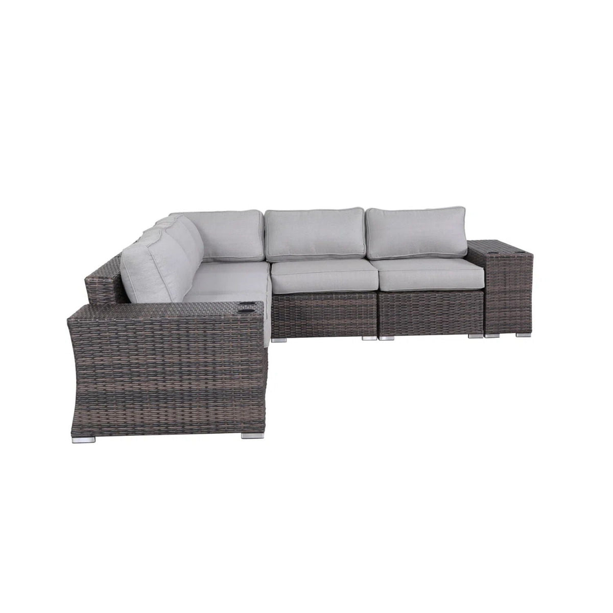 Rattan Sectional Sofa Set with Cushions - Gray, Dark Brown, or Beige