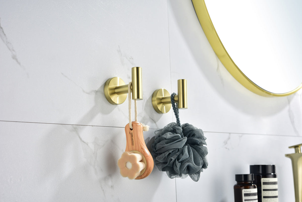 Stainless Steel Bathroom Towel Hooks - 6 Pack, Wall Mounted, Modern Finish