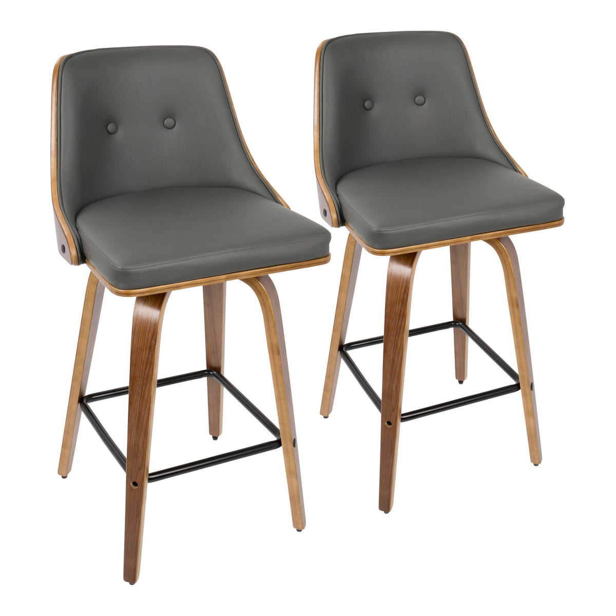 Mid Century Modern Counter Stool Set with Swivel - Multiple Colors