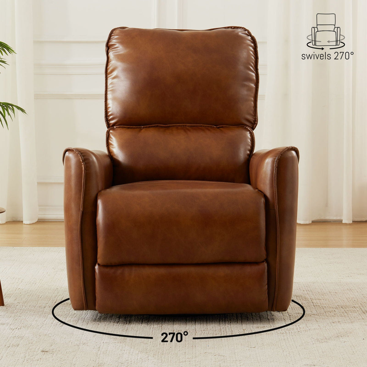 Electric Recliner Chair with Rocker and Swivel Function - Brown