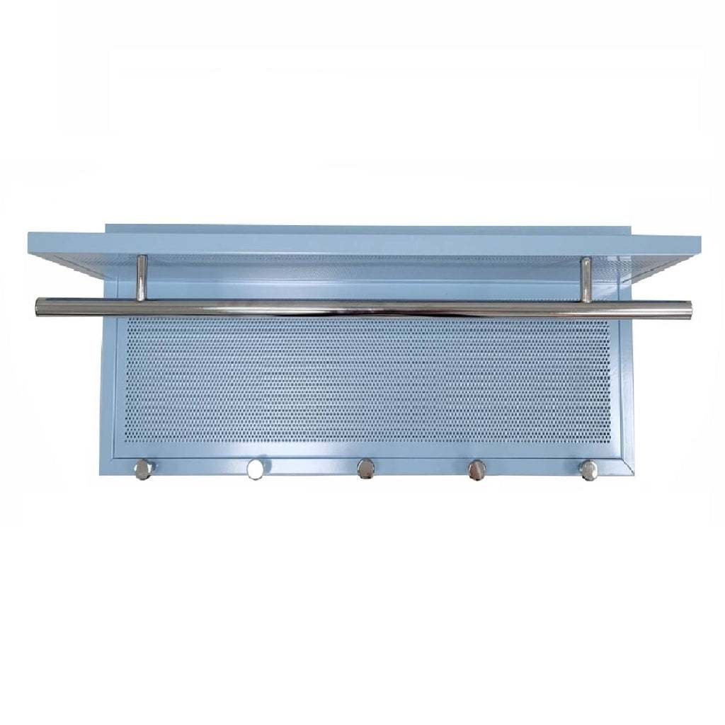 Powder Coated Metal Wall Mounted Coat Rack with Shelf - Multiple Colors