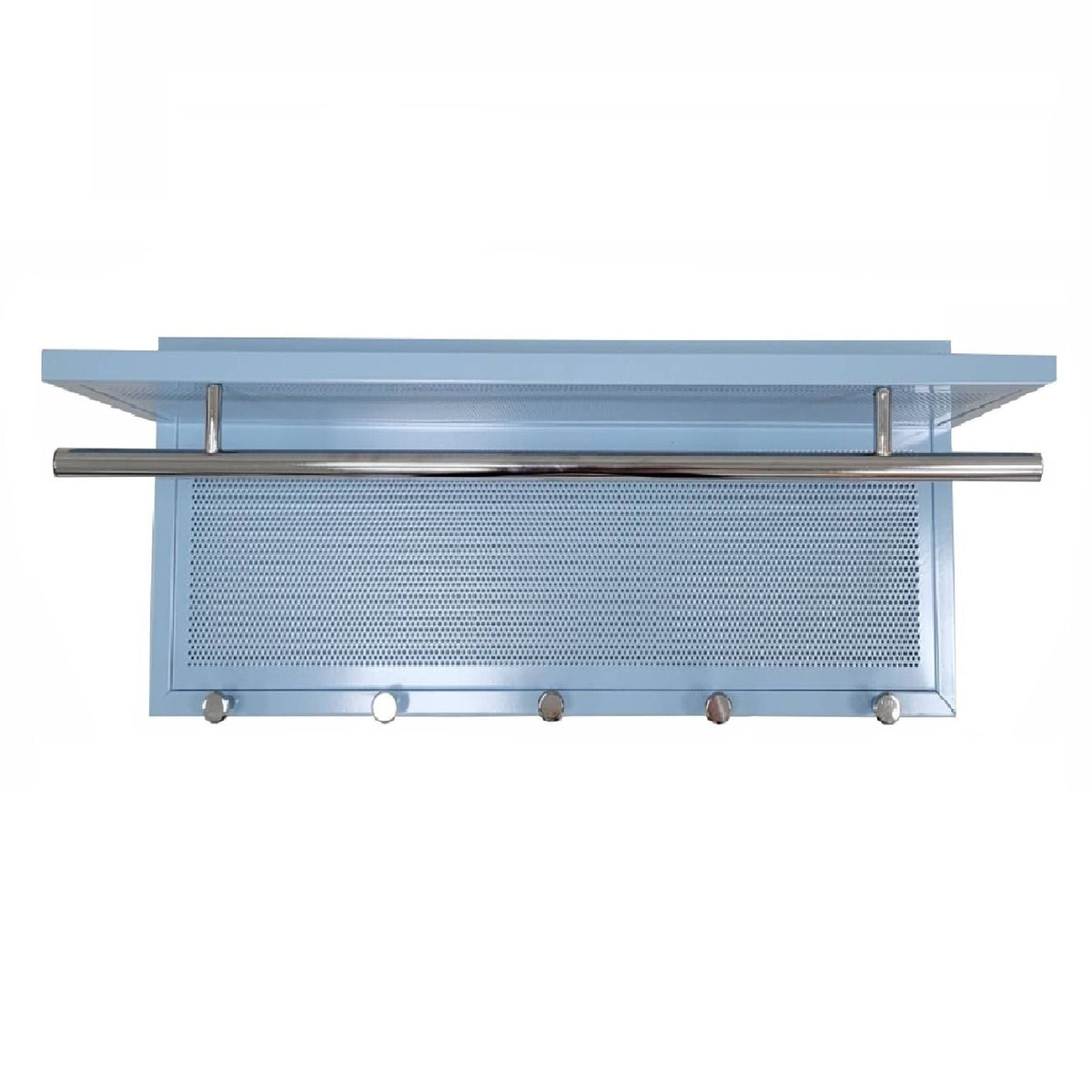 Powder Coated Metal Wall Mounted Coat Rack with Shelf - Multiple Colors