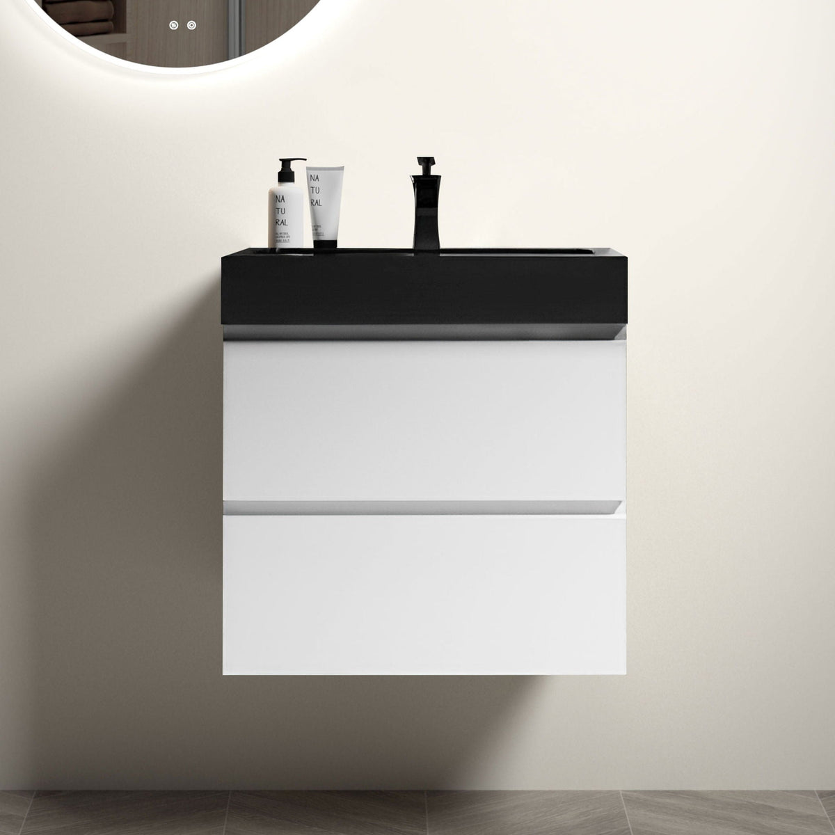 Modern Floating Bathroom Vanity with Large Storage - White or Black