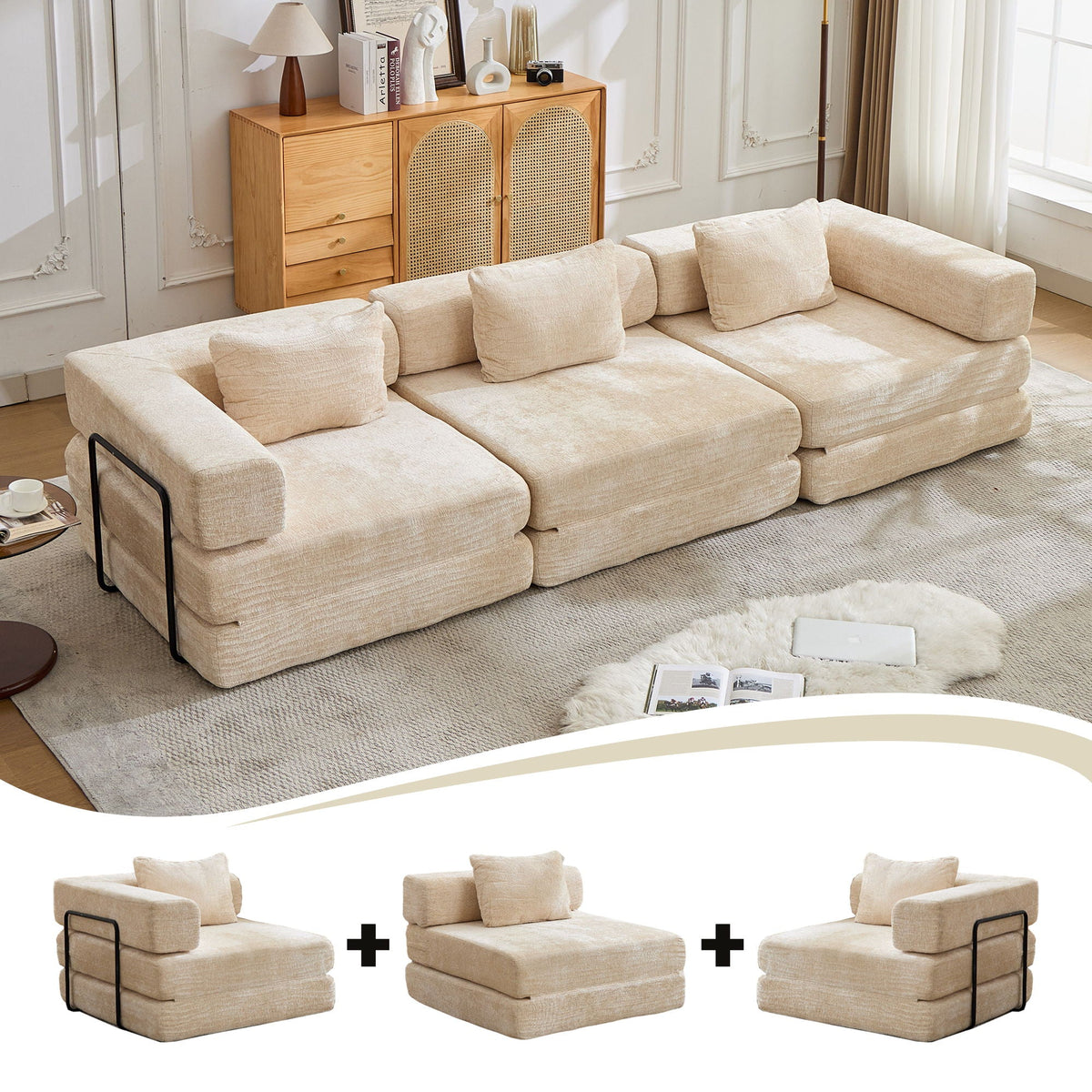 Convertible Floor Sofa Bed with Modular Design - Multiple Colors