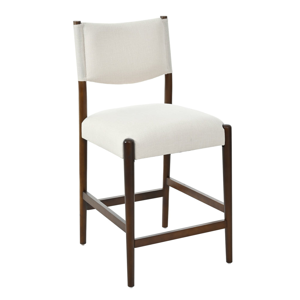 Solid Wood Counter Height Barstools with Fabric Seat - Walnut