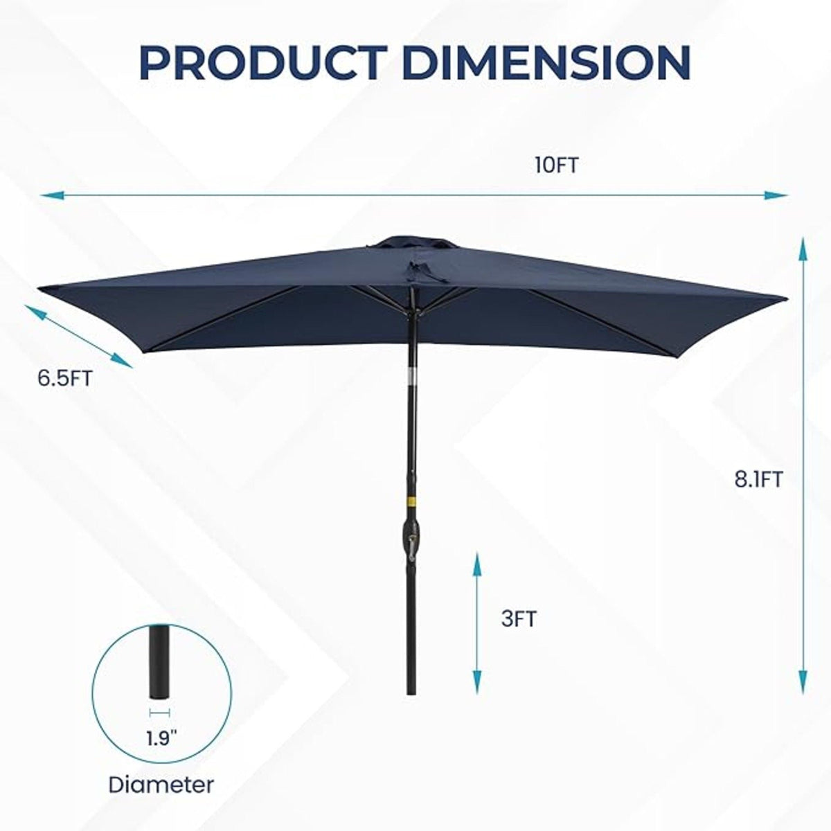 Rectangular Patio Umbrella with Crank Tilt - UV-Resistant Canopy