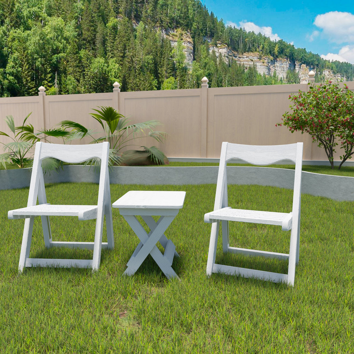 HIPS Foldable Small Table and Chair Set with 2 Chairs