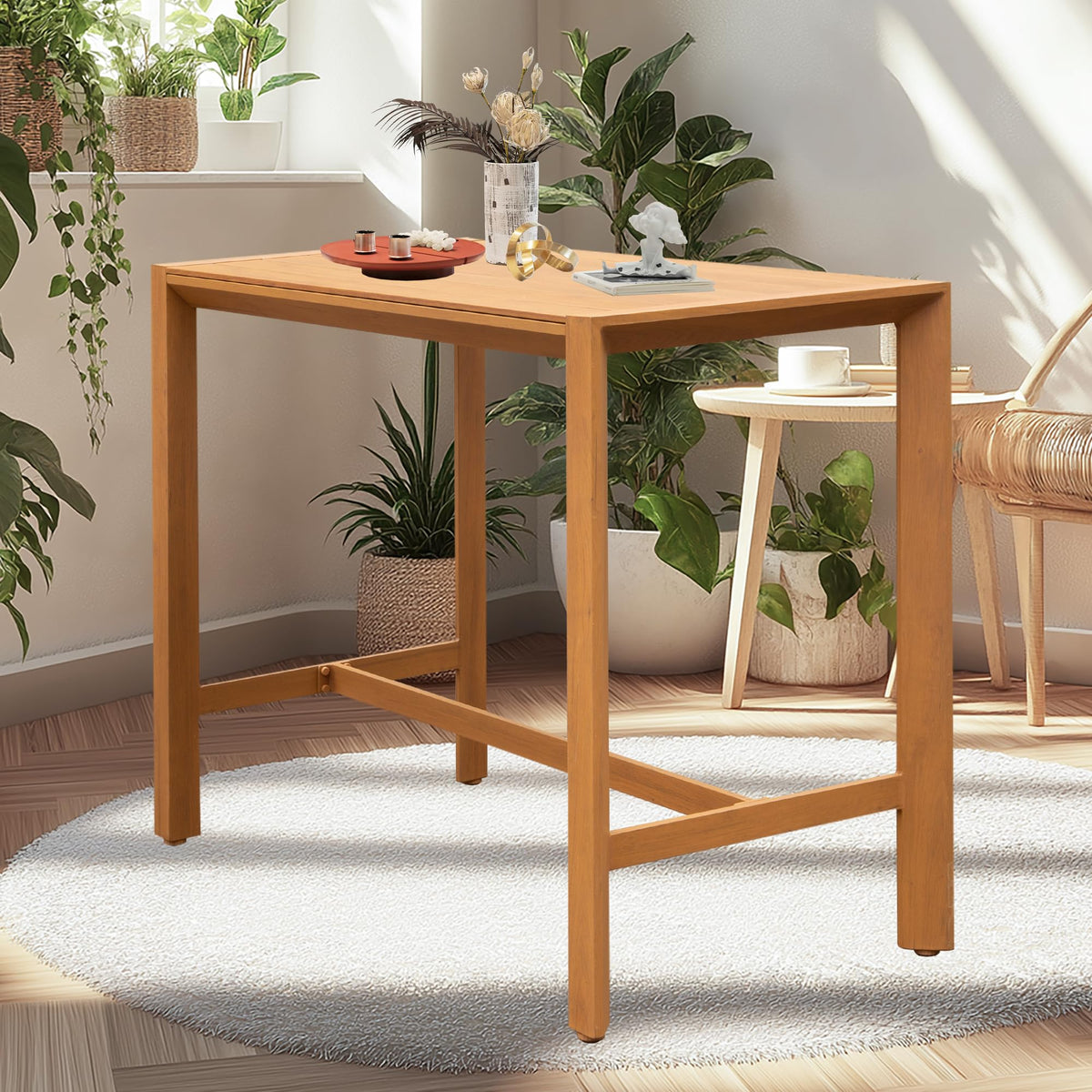 Outdoor Bar Table with Weather Resistant Metal - Black