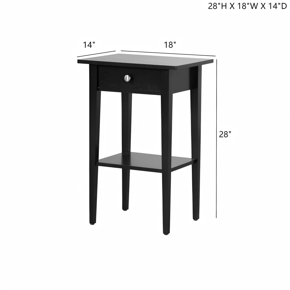 Wood Nightstand with Drawer and Shelf - Multiple Colors