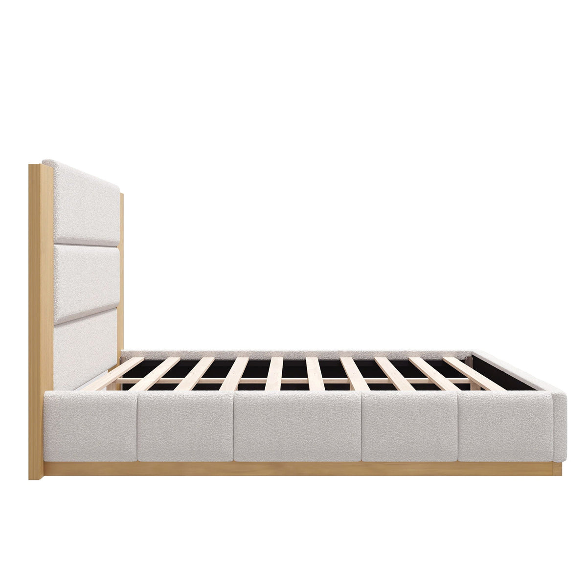 Modern Upholstered Platform Bed with Extended Headboard - Queen or King