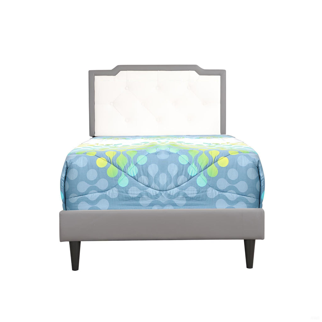 Two Tone Upholstered Bed with Button Tufted Headboard - Multiple Colors